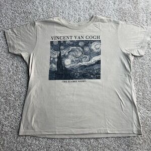 Vincent Van Gogh Shirt Mens XL Beige The Starry Night Graphic Mighty Fine Tee